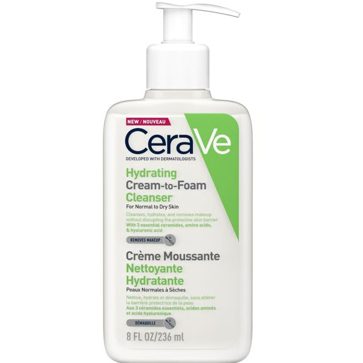 Cerave Hydrating Cream-to-Foam Cleanser For Normal To Dry Skin 236ml