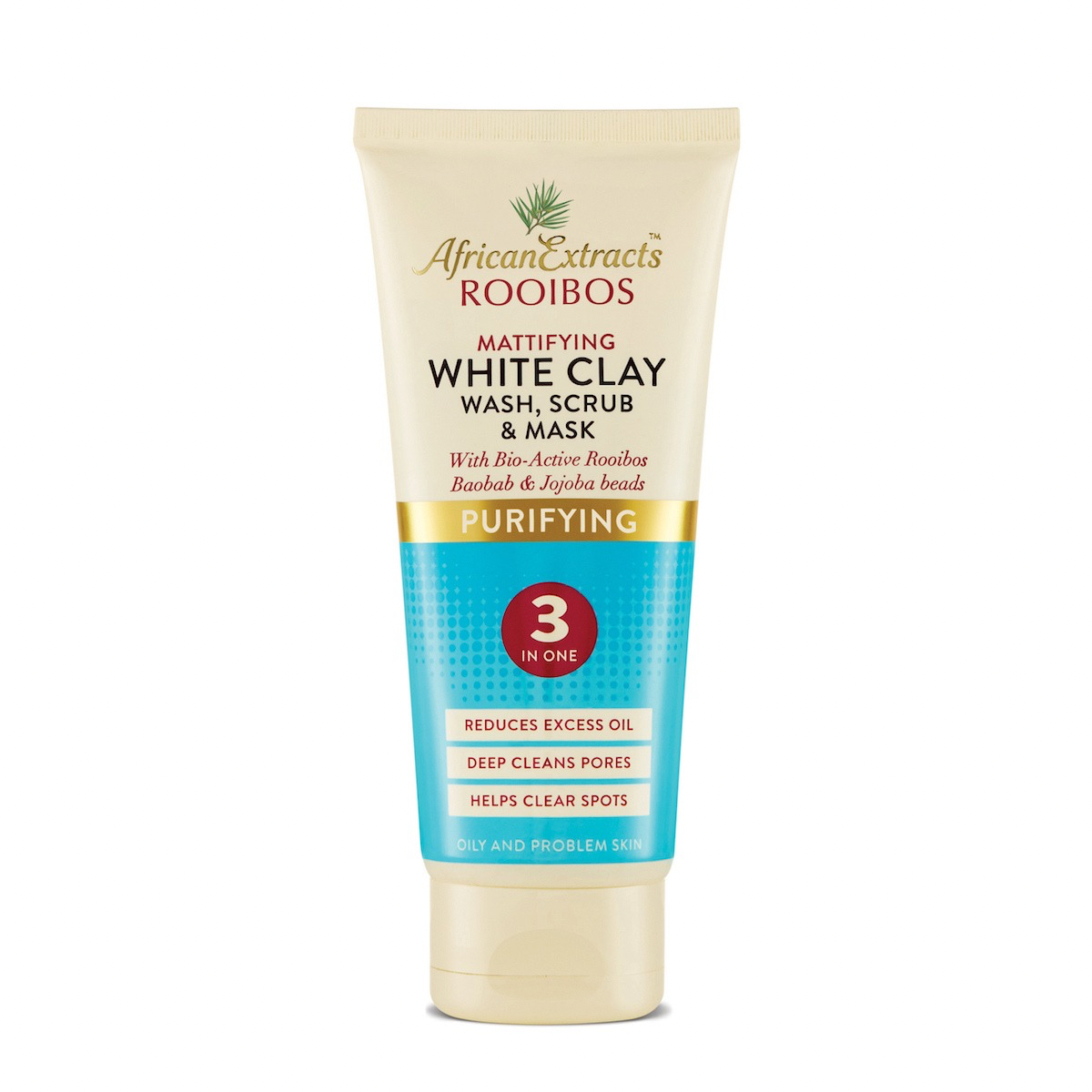 African Extracts Purifying White Clay - Wash, Scrub and Mask 100ml